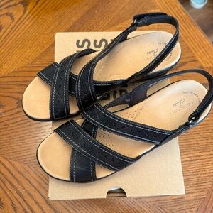 Clarks Black Strappy Slingback Sandals